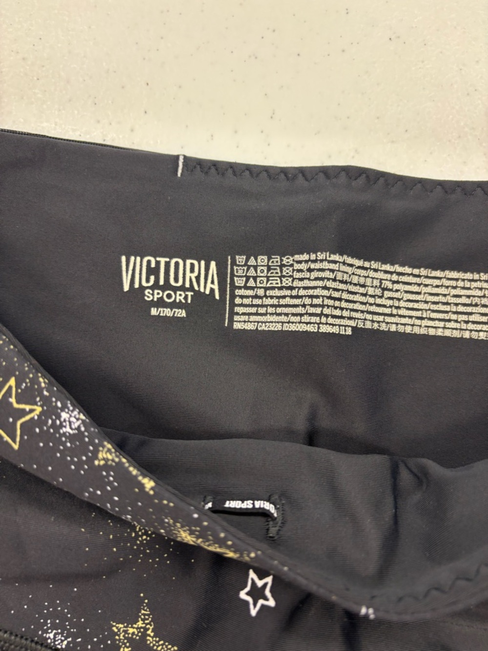 VICTORIA SPORT LEGGINGS WOMEN MEDIUM BLACK WITH GOLD & SILVER GLITTER STARS